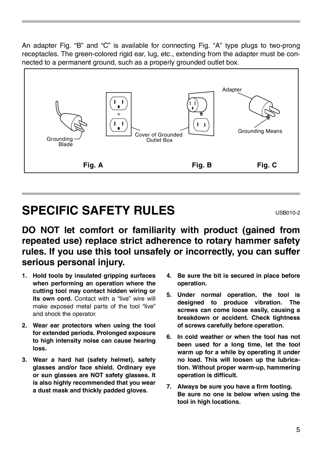 Makita HR3851 instruction manual Specific Safety Rules 