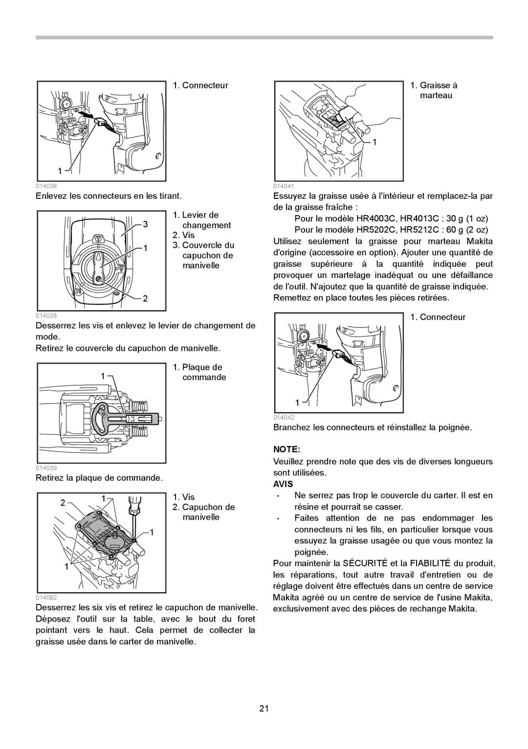 Makita HR4013C instruction manual Avis 