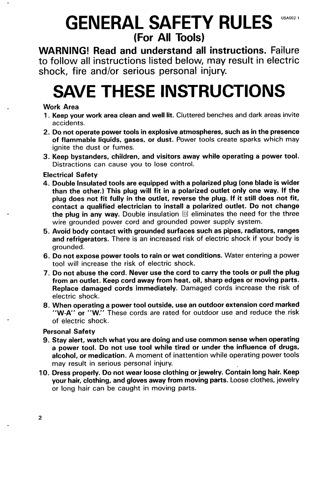 Makita HR4500C instruction manual General Safety Rules USA0021 