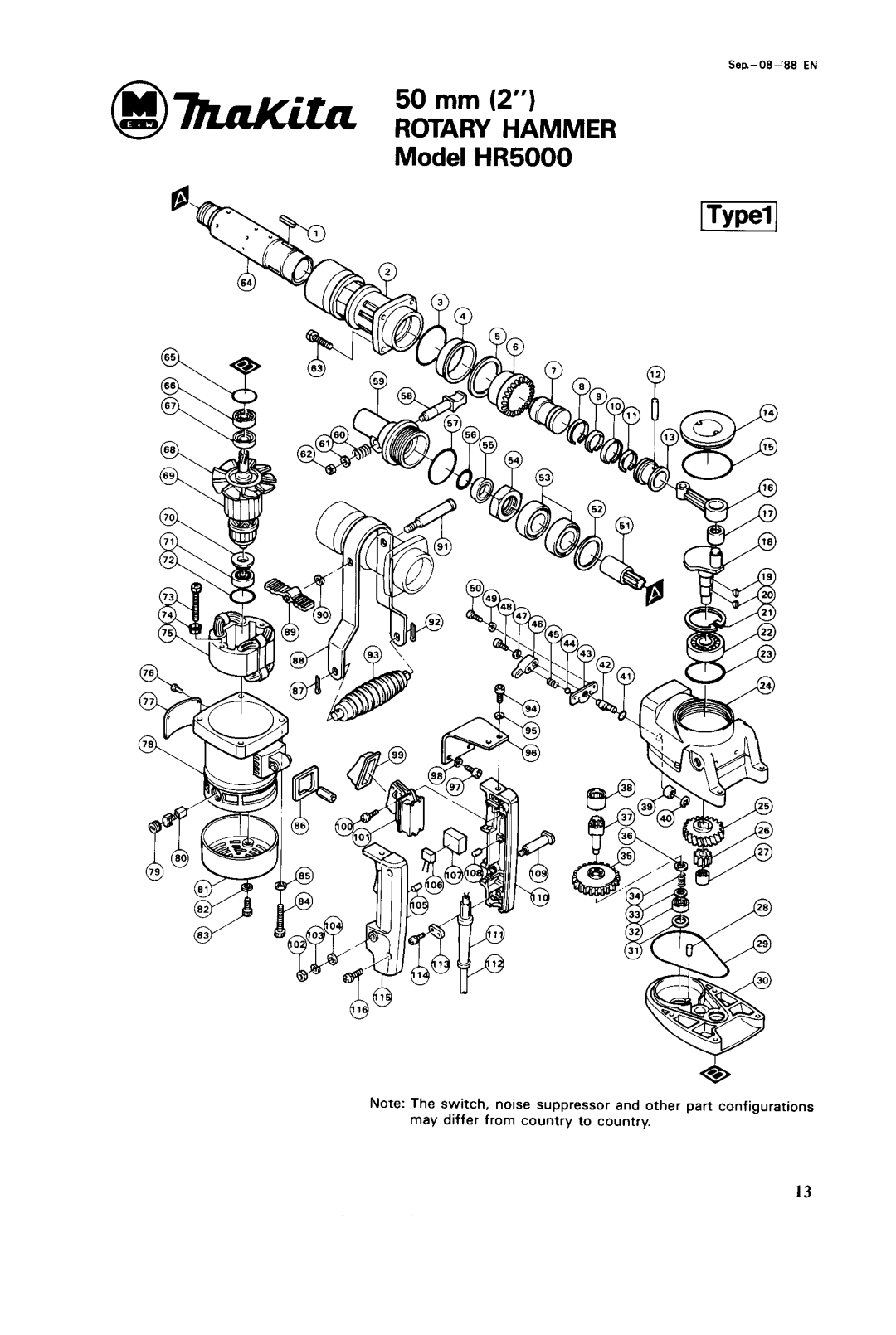 Makita HR5000 instruction manual @7hnKitrr 50 mm 