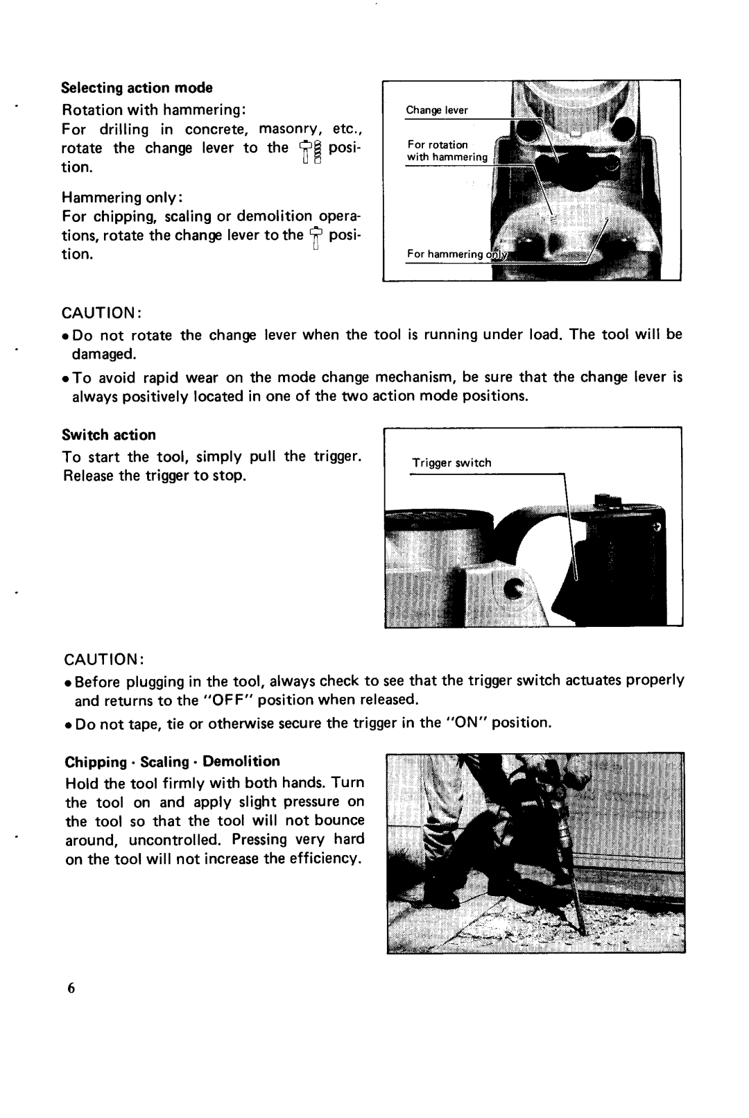 Makita HR5000 instruction manual Trigger switch 