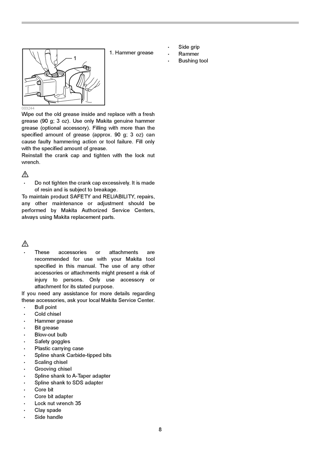 Makita HR5000K instruction manual Accessories 