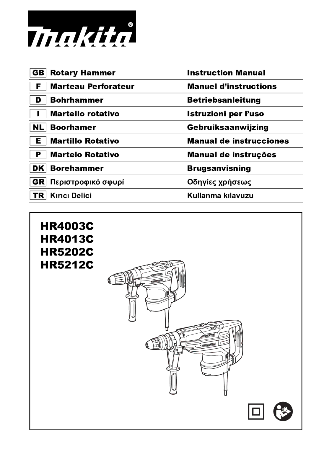 Makita instruction manual HR4003C HR4013C HR5202C HR5212C 