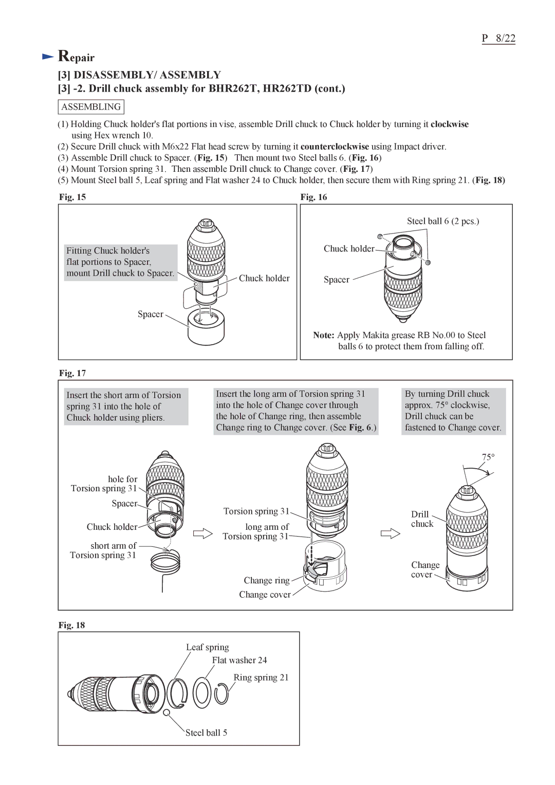 Makita HRH01ZX2 specifications Assembling 