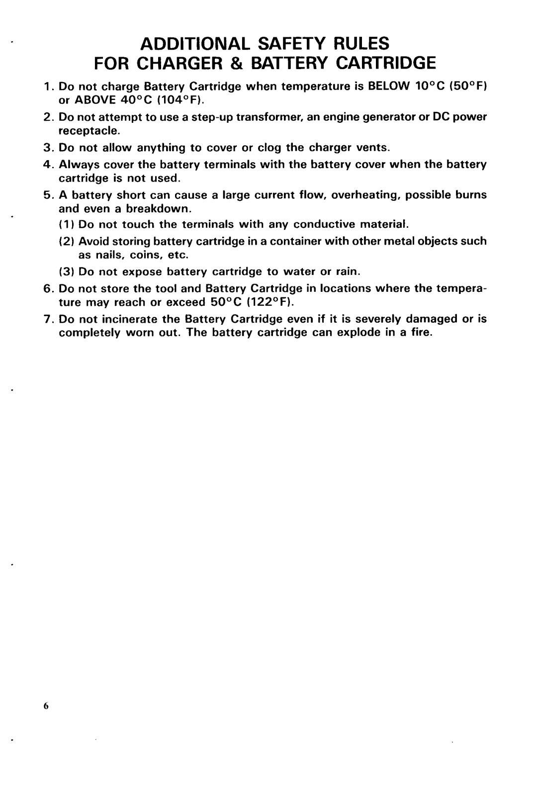 Makita HRIGODH instruction manual Additional Safety Rules For Charger & Battery Cartridge 