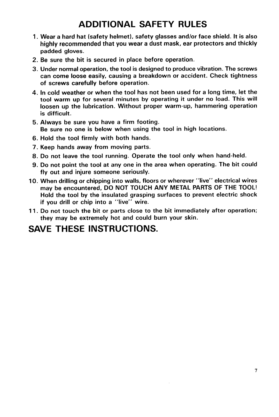 Makita HRIGODH instruction manual Additional Safety Rules, Save These Instructions 