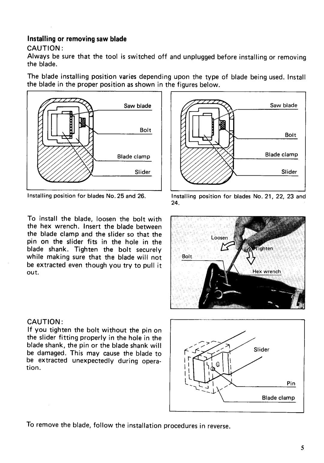 Makita JR3010 instruction manual Installing or removingsaw blade 