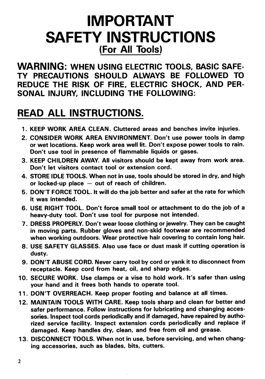 Makita JR3010 instruction manual For All Tools, Read All Instructions, Safety Instructions 