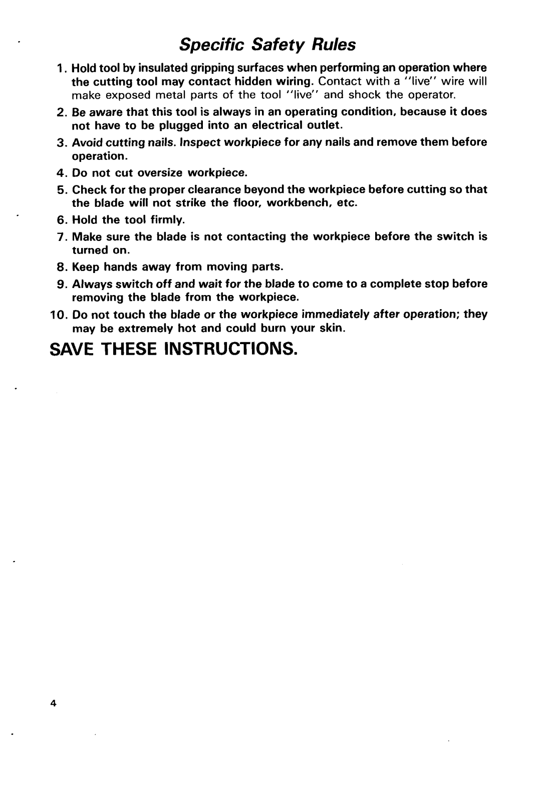 Makita JRl8ODWBE, JRl8ODWAE, MODEL JR180DWB, JR180DWA instruction manual Specific Safety Rules 