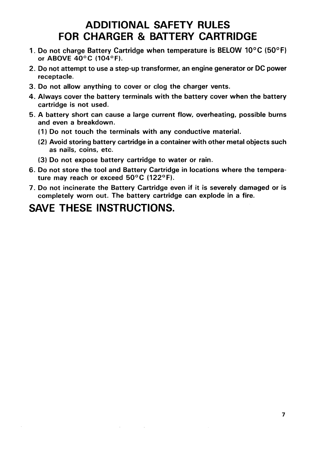 Makita JR180DWA, JRl8ODWBE, JRl8ODWAE, MODEL JR180DWB Additional Safety Rules For Charger & Battery Cartridge 