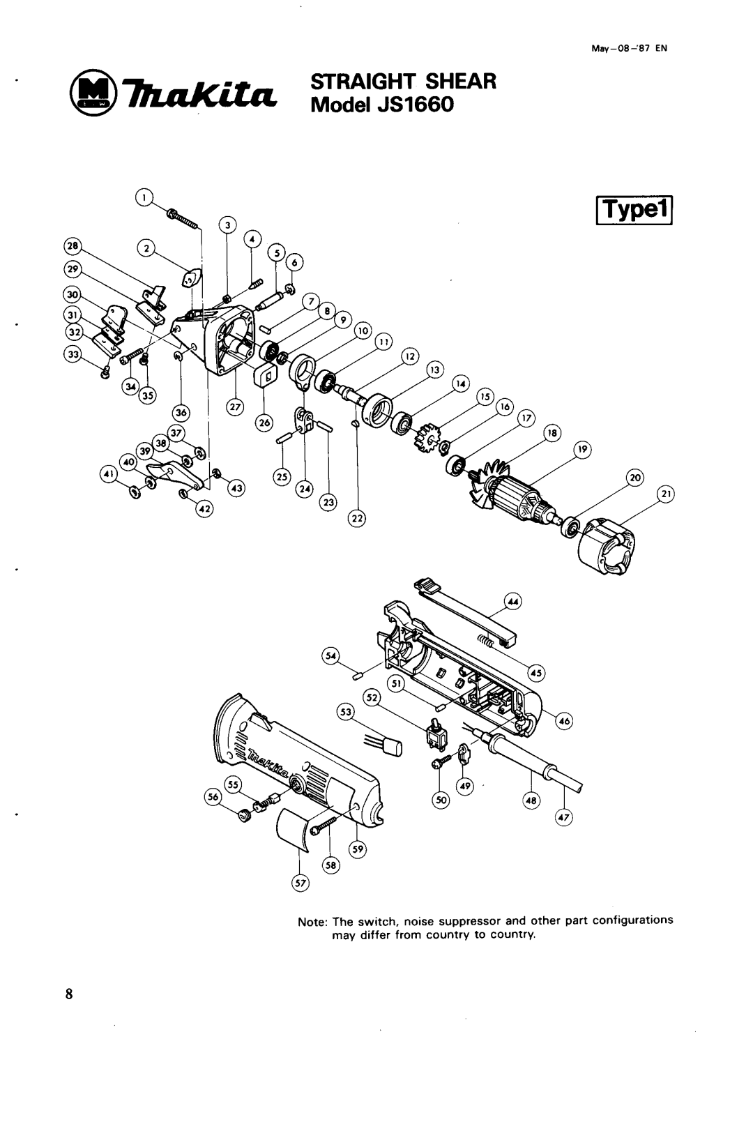 Makita JS1660 instruction manual Straight Shear 