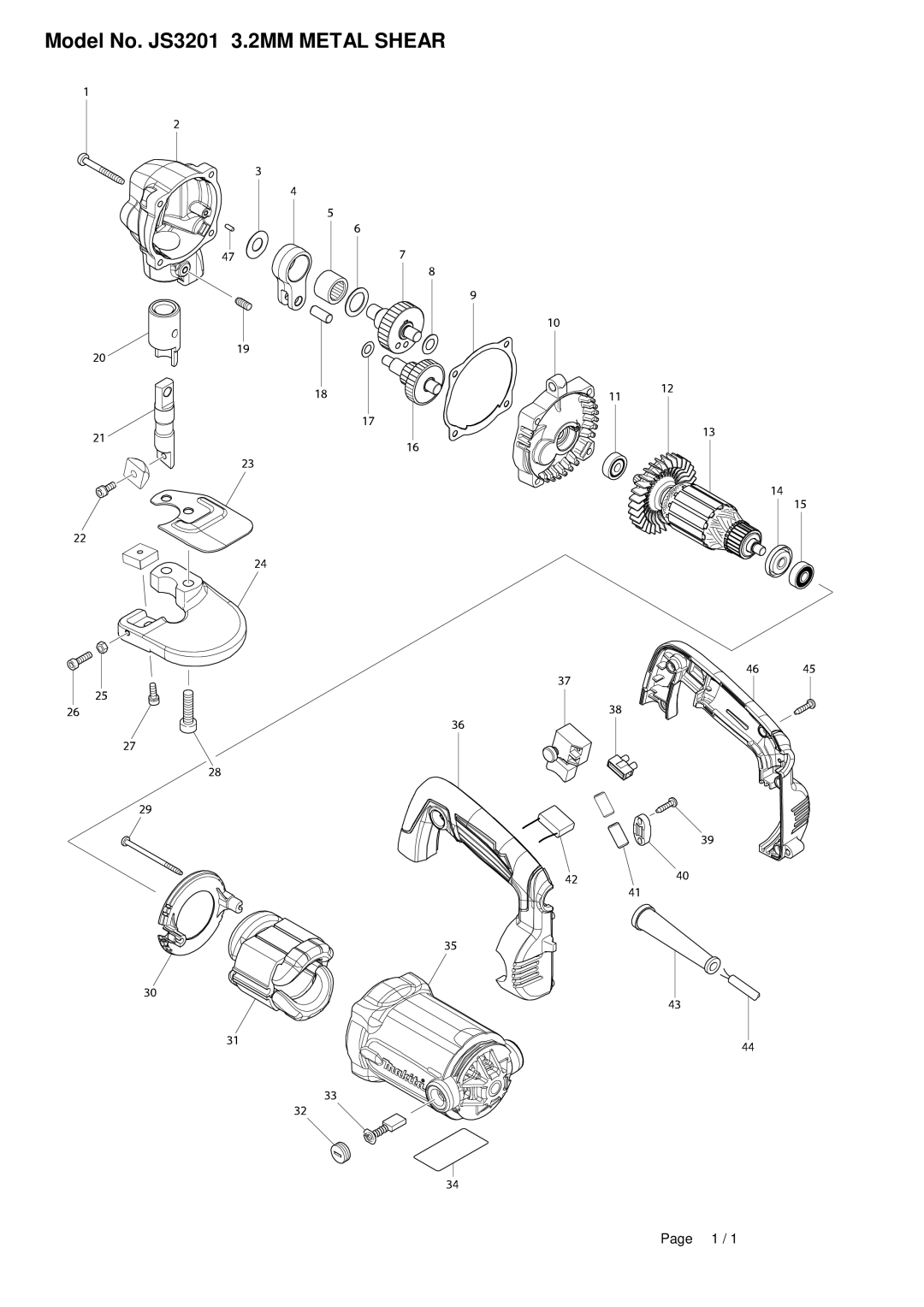 Makita manual Page, Model No. JS3201 3.2MM METAL SHEAR 