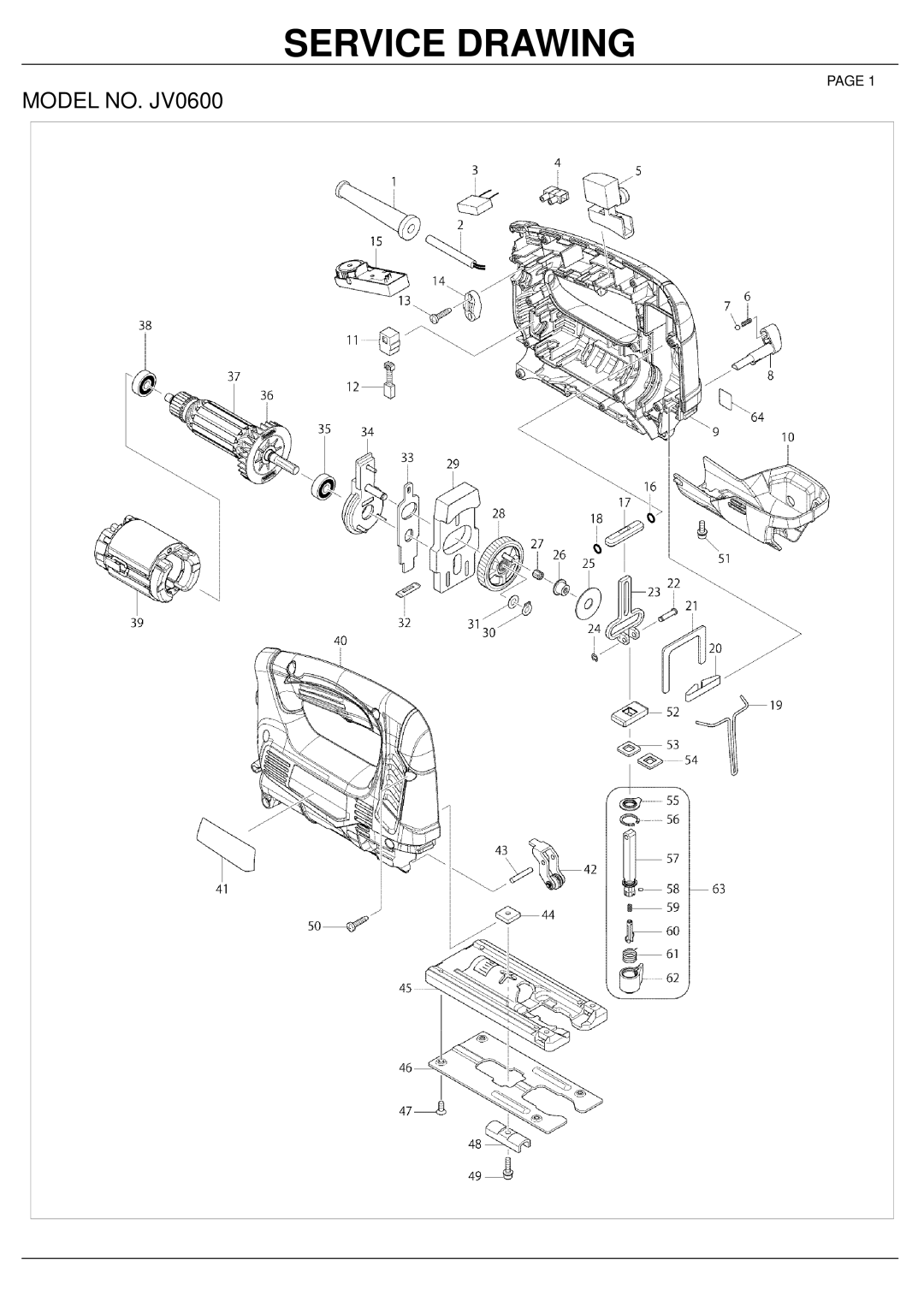 Makita JV0600K manual Service Drawing 