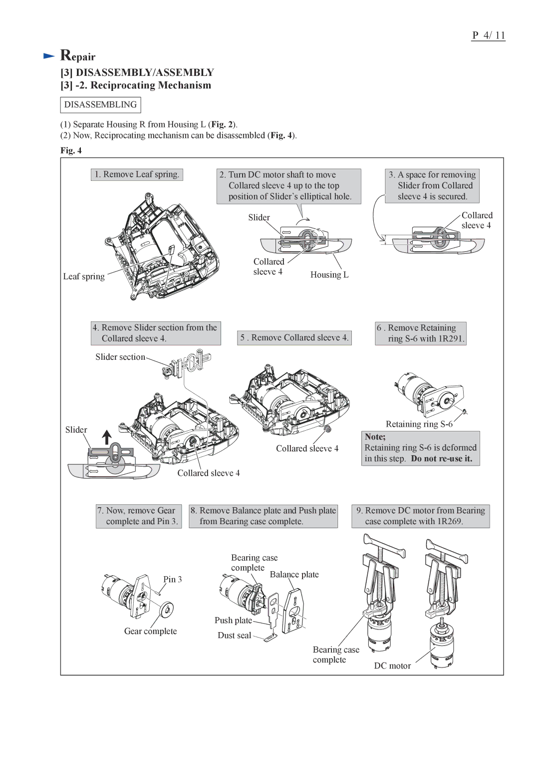 Makita JV100D, VJ01 dimensions Reciprocating Mechanism 