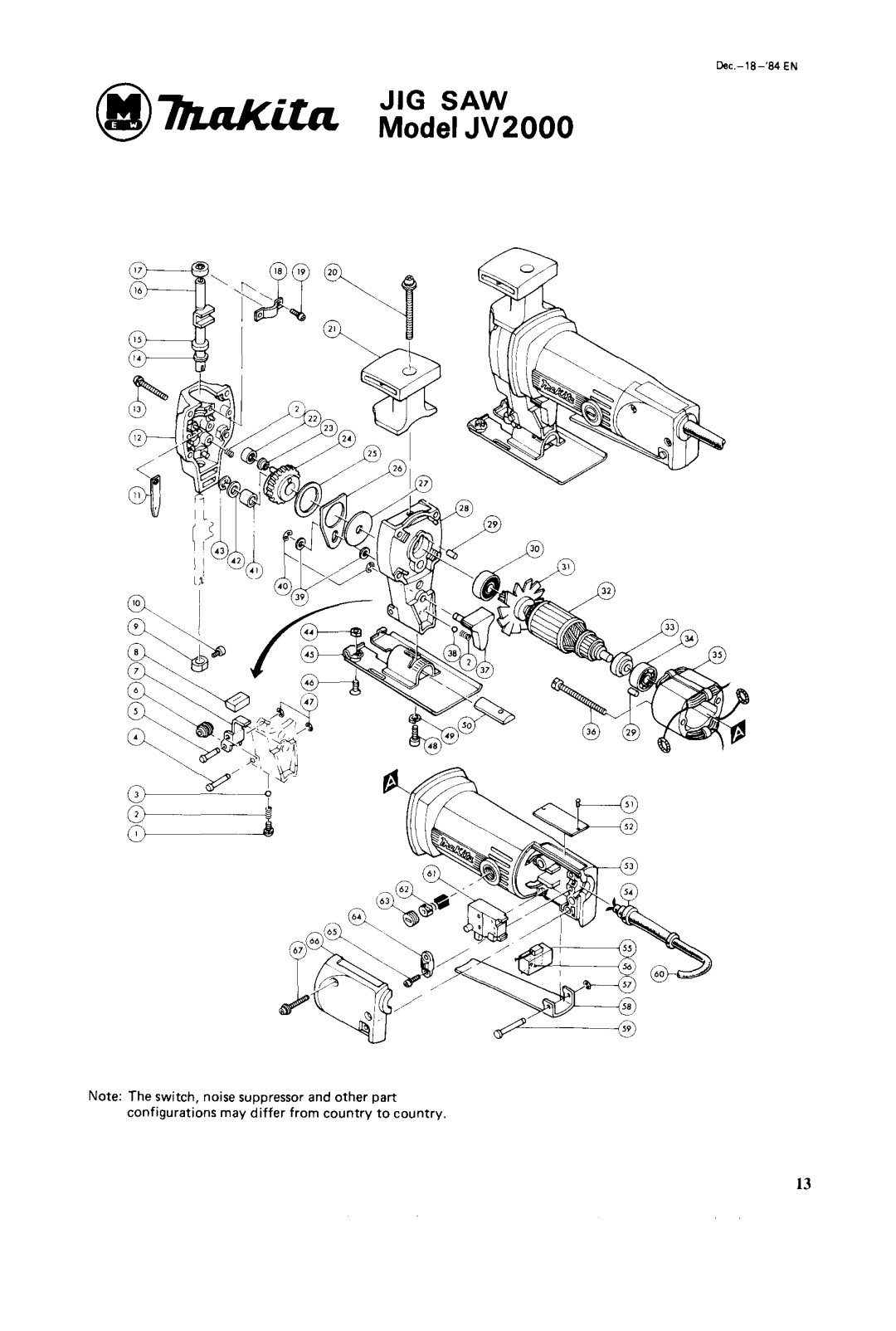 Makita JV2000 instruction manual Jig Saw 