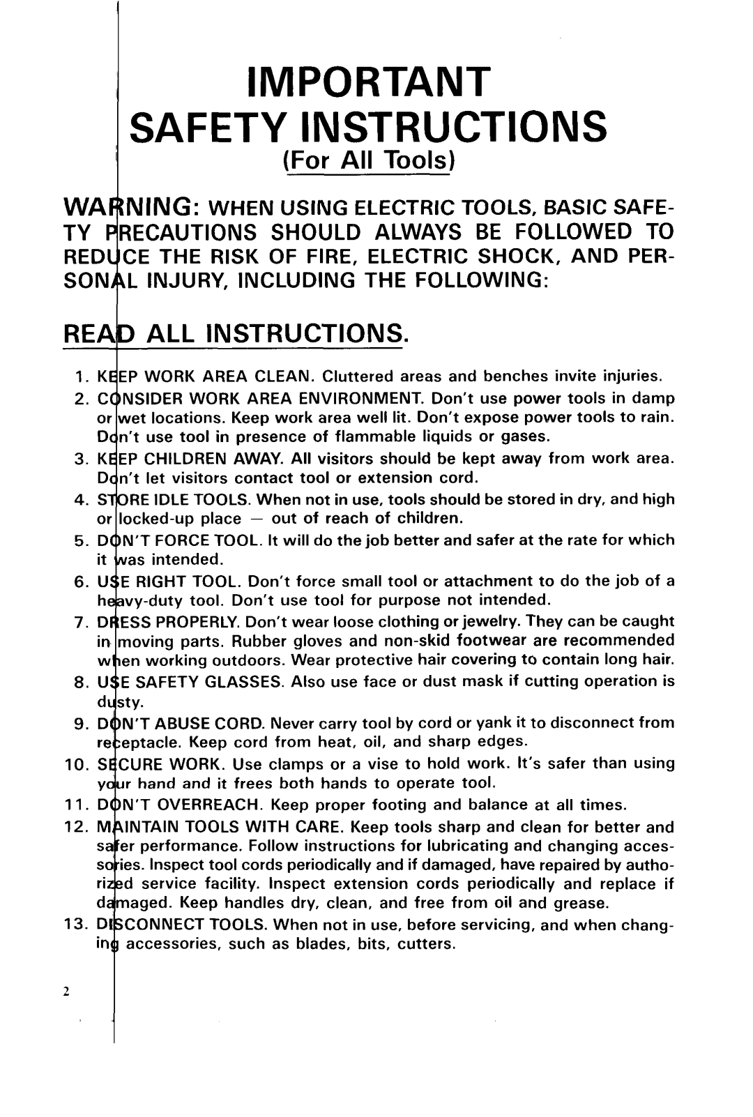 Makita JV2000 instruction manual Safety Instructions 