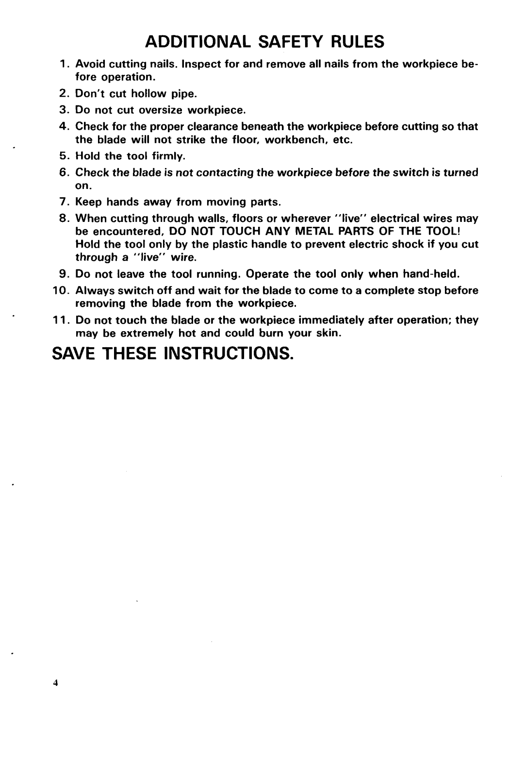 Makita JV2000 instruction manual Additional Safety Rules 