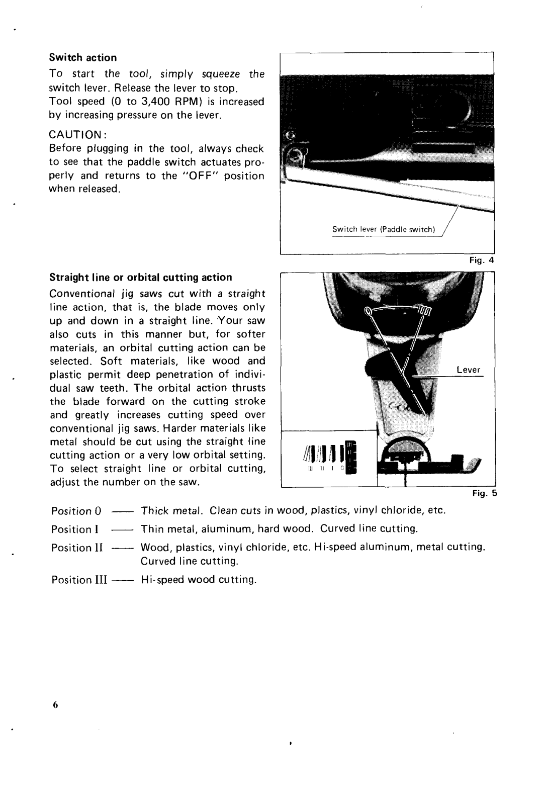 Makita JV2000 instruction manual Switch lever Paddle wifed 