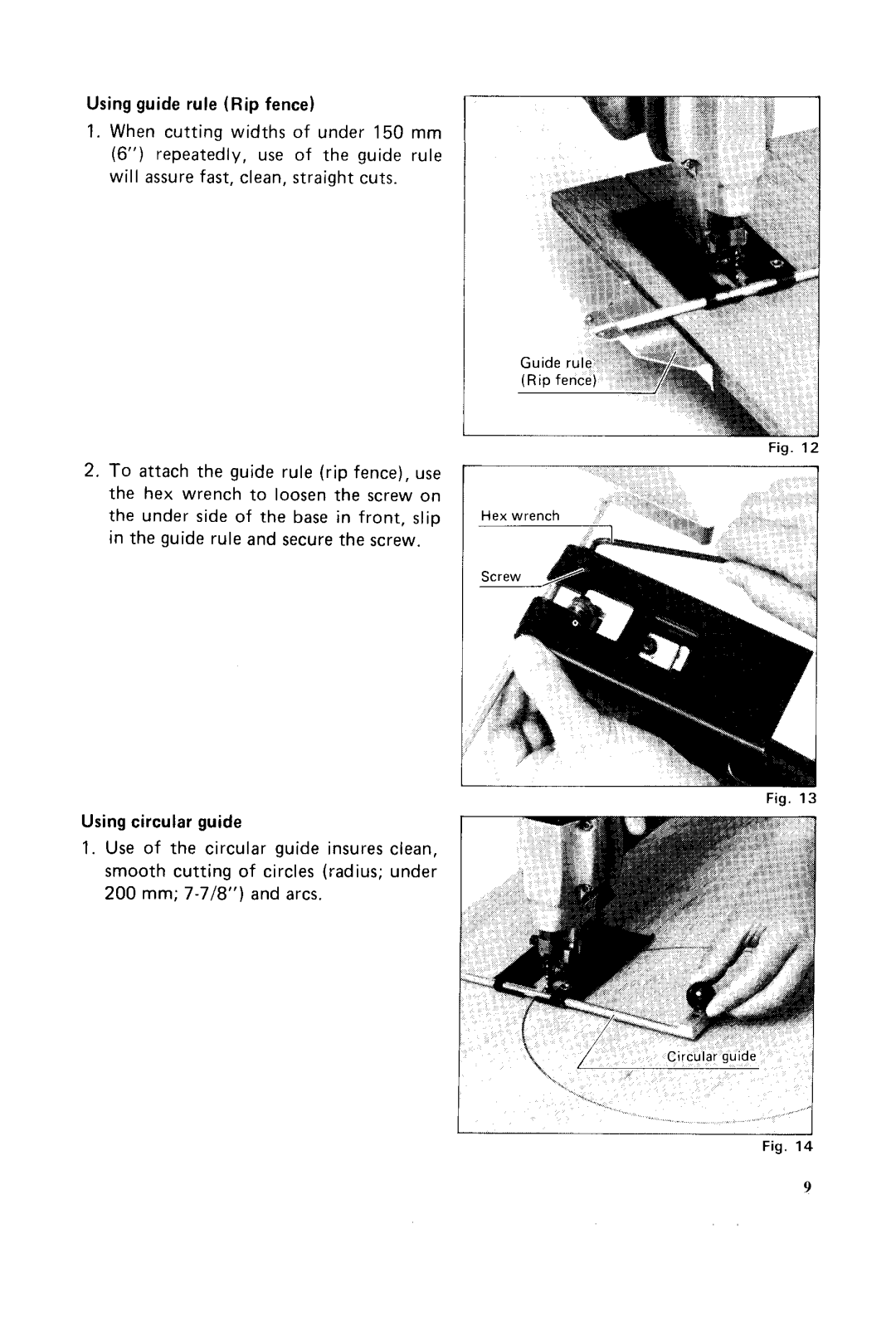 Makita JV2000 instruction manual Using guide rule Rip fence, Using circular guide 