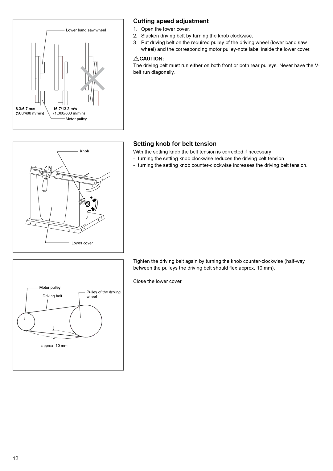 Makita LB1200F instruction manual Cutting speed adjustment, Setting knob for belt tension 