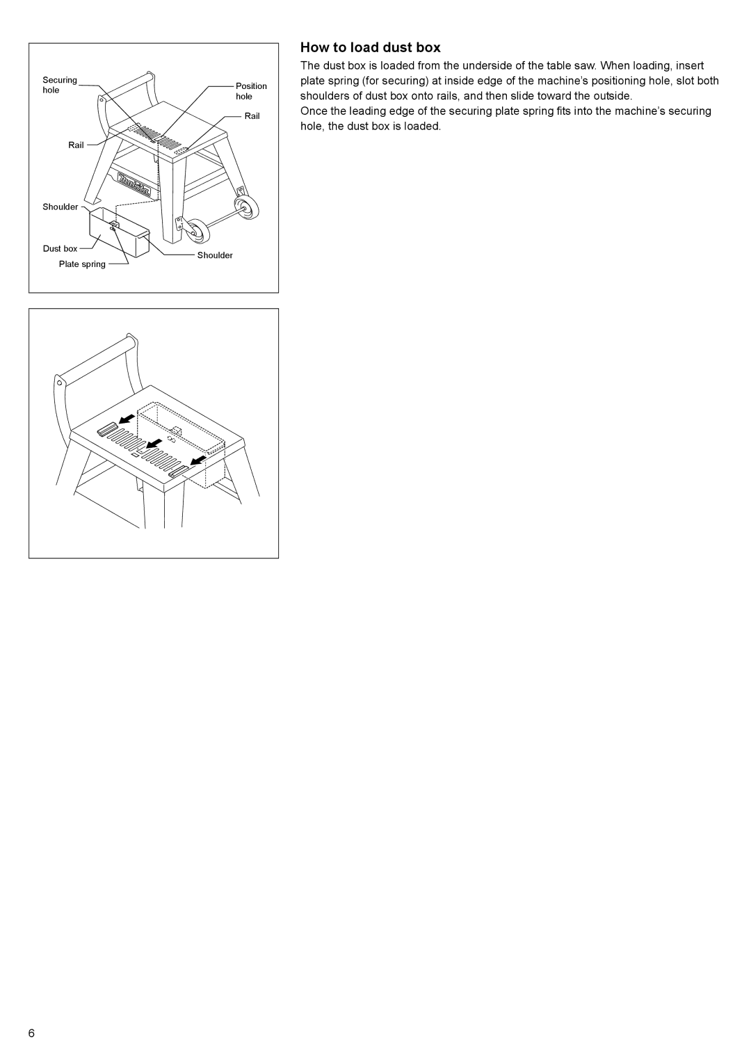 Makita LB1200F instruction manual How to load dust box 