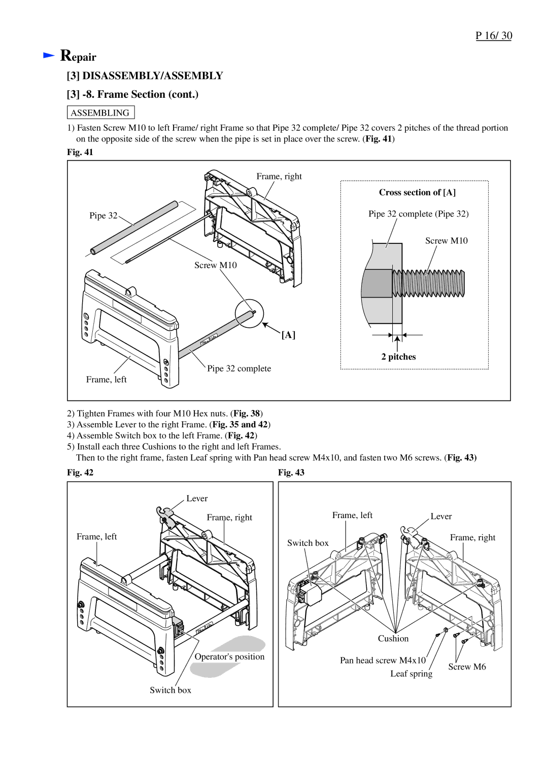 Makita LF1000 dimensions Cross section of a, Pitches 