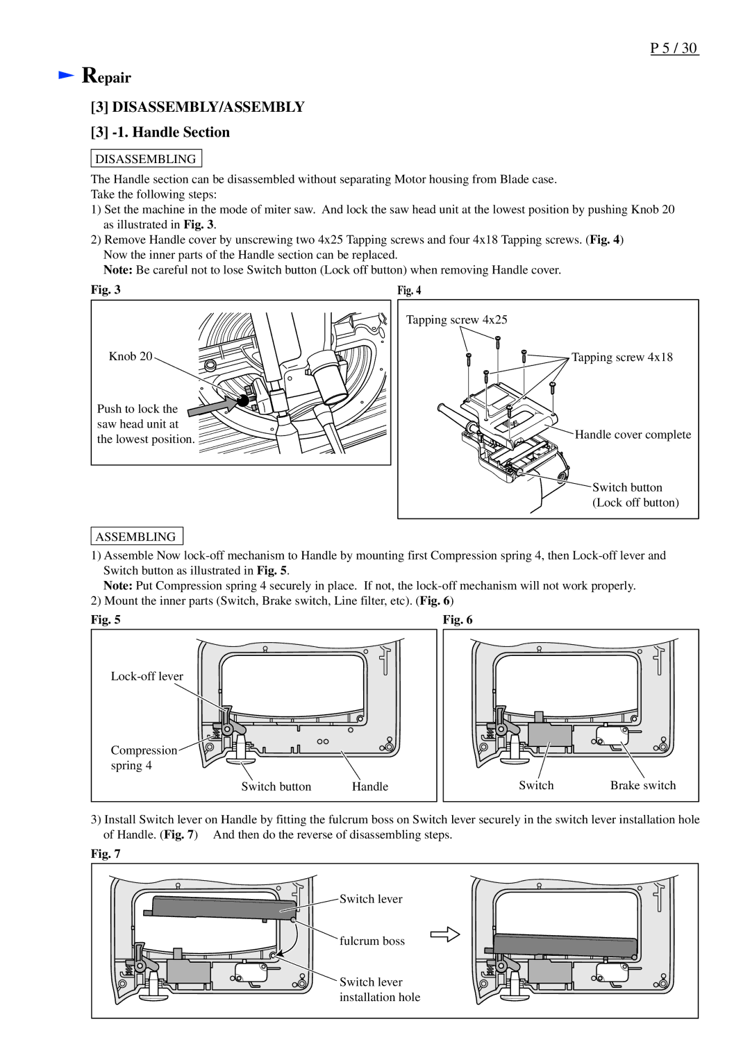 Makita LF1000 dimensions Disassembly/Assembly, Handle Section 