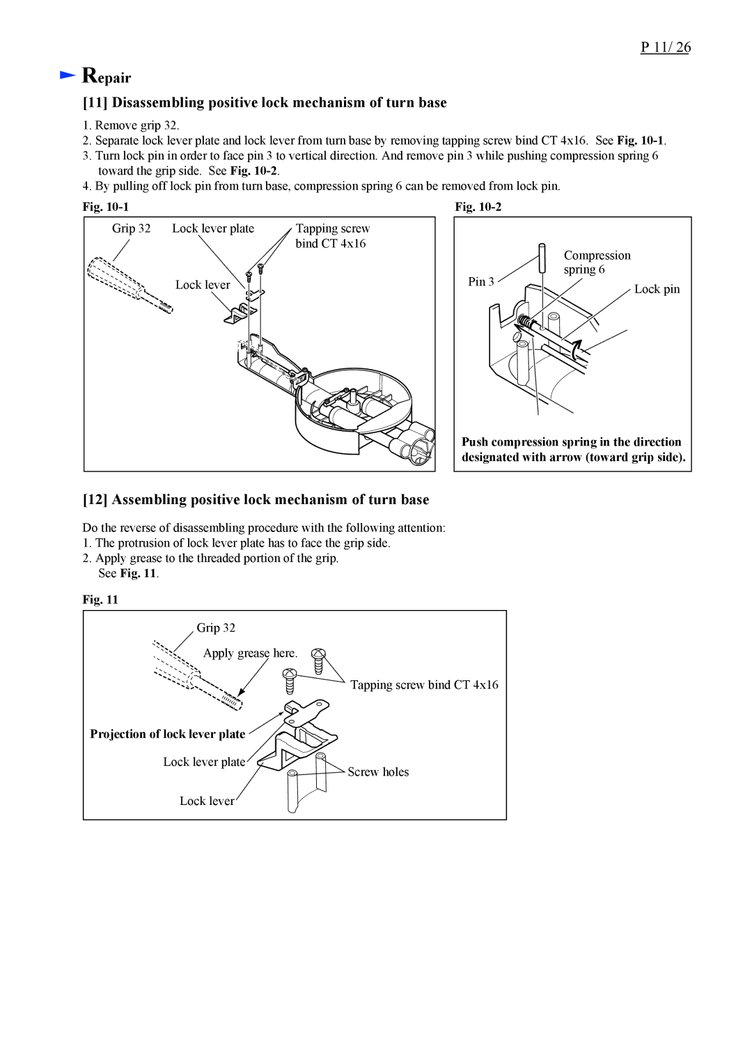 Makita LS0714L Repair Disassembling positive lock mechanism of turn base, Assembling positive lock mechanism of turn base 