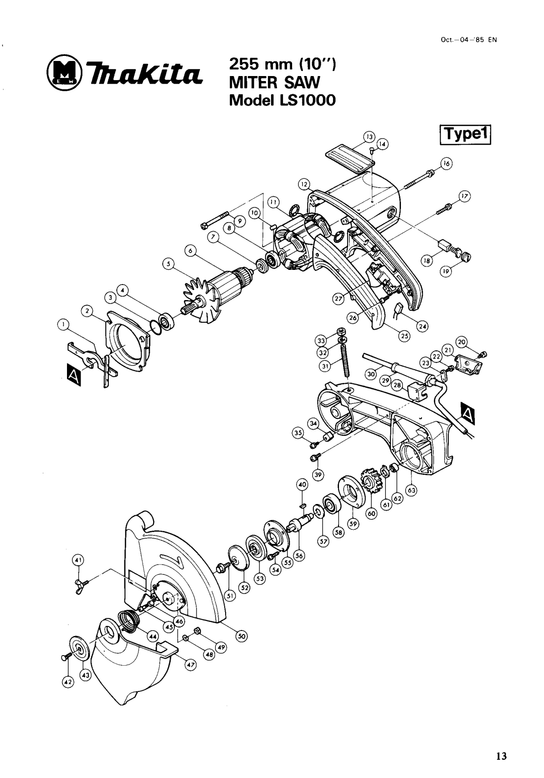 Makita LS1000 instruction manual @ma 255 mm IO 