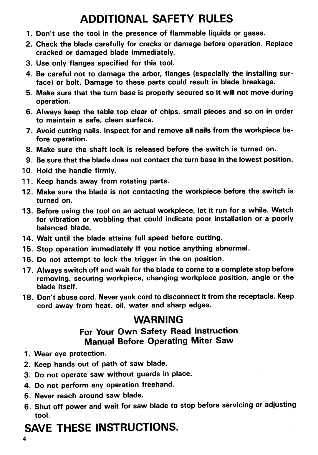 Makita LS1000 instruction manual Additional Safety Rules 