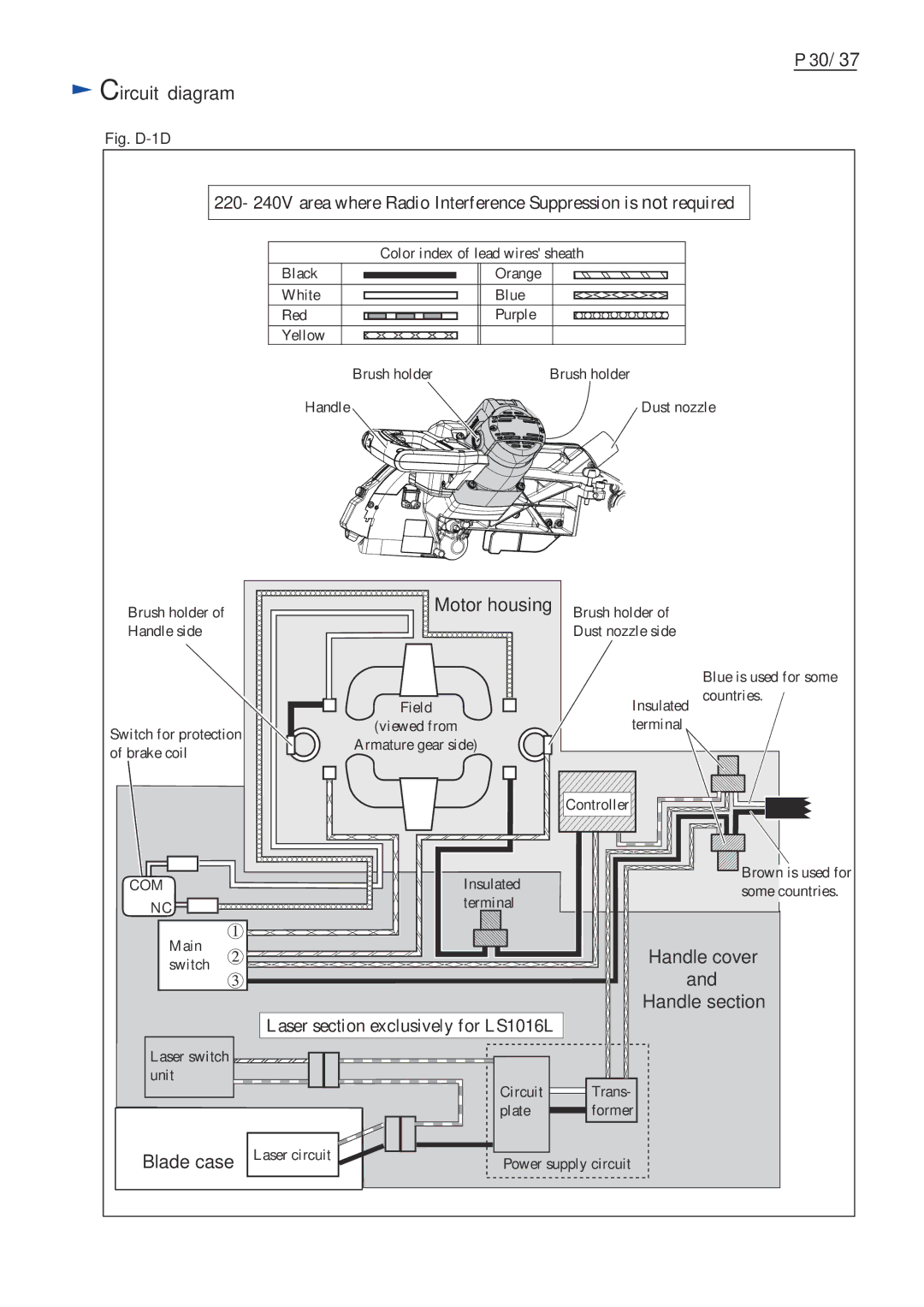 Makita LS1016L dimensions Fig. D-1D 