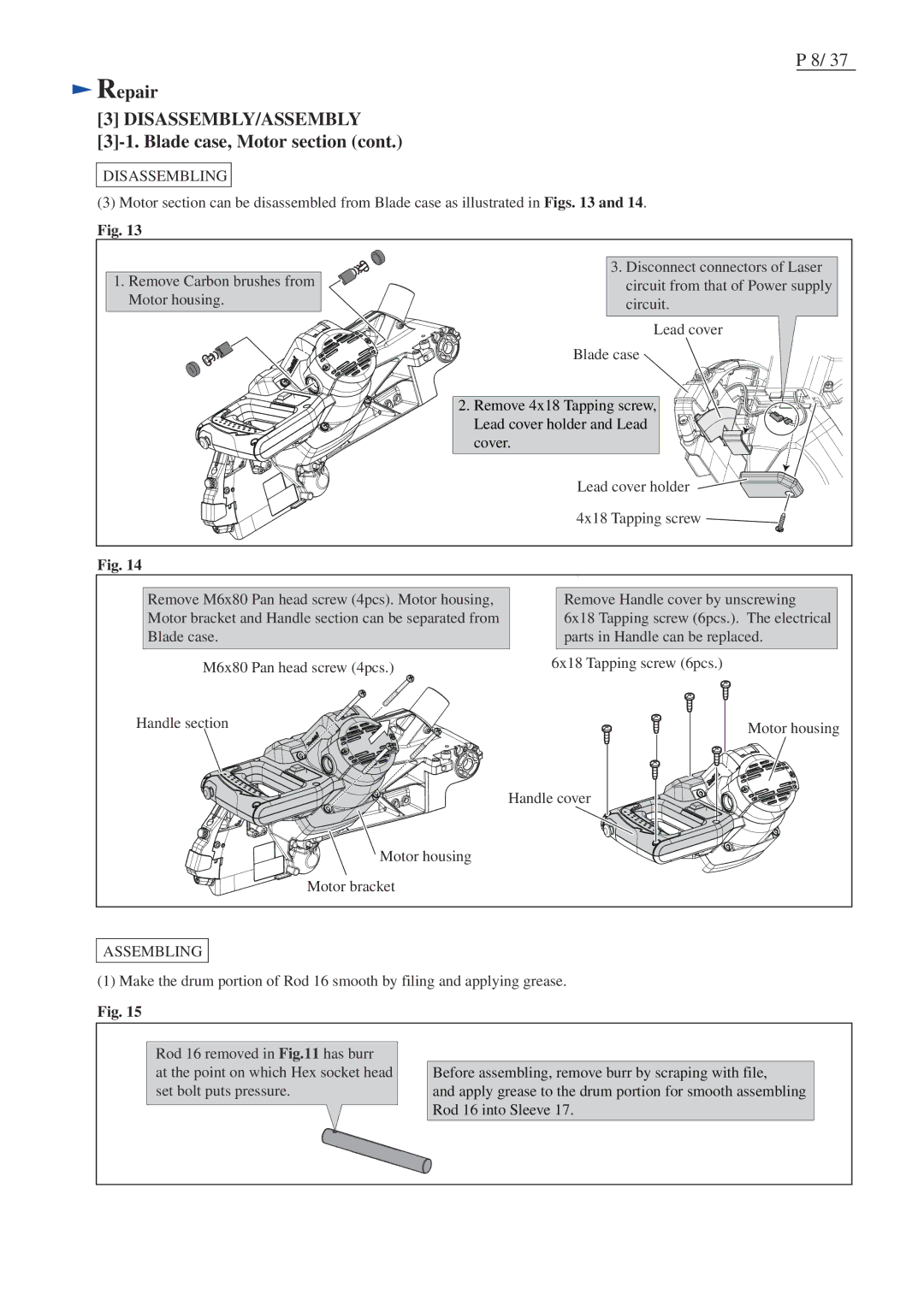 Makita LS1016L dimensions Assembling 