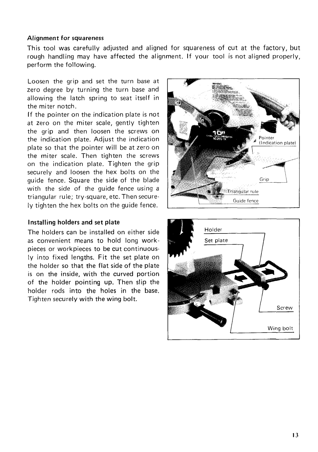 Makita LS1020 instruction manual Wing bolt 