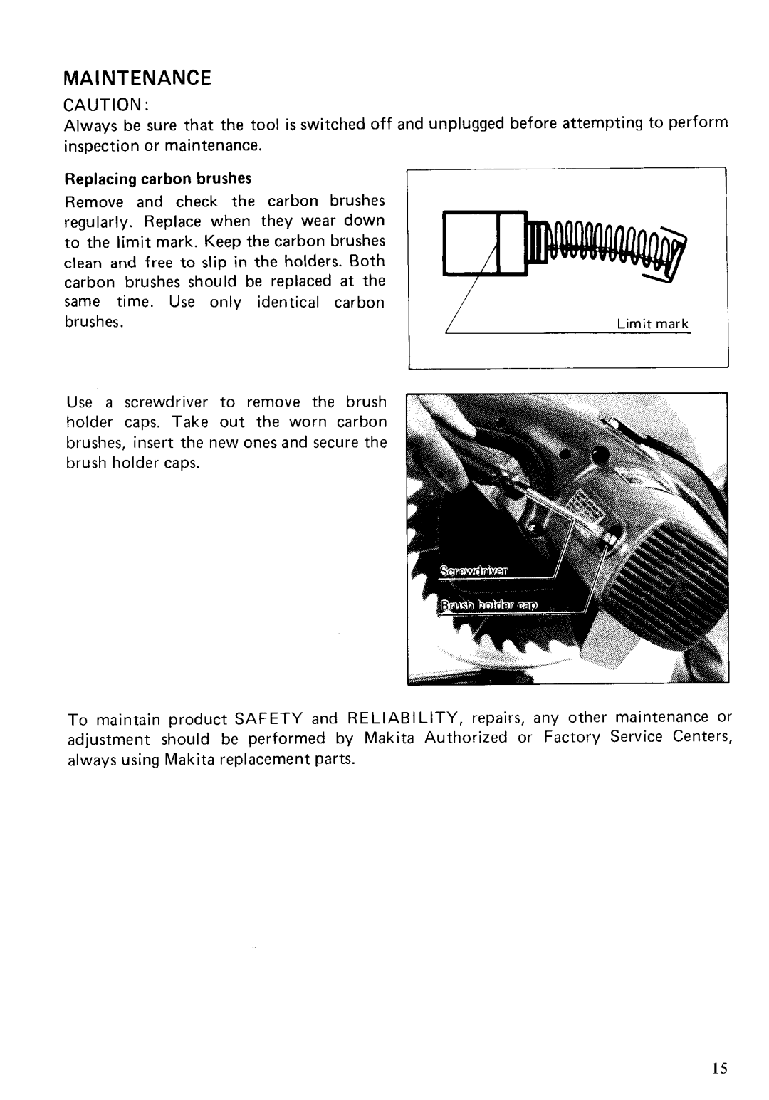 Makita LS1020 instruction manual Maintenance 