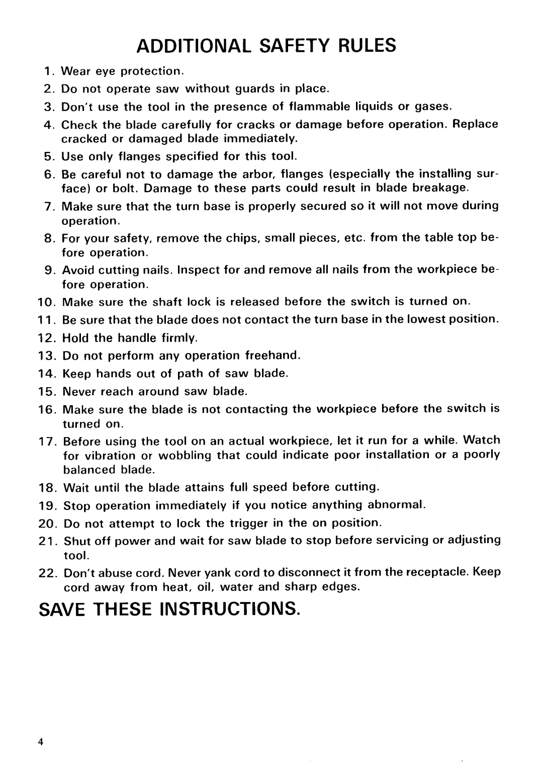 Makita LS1020 instruction manual Additional Safety Rules 