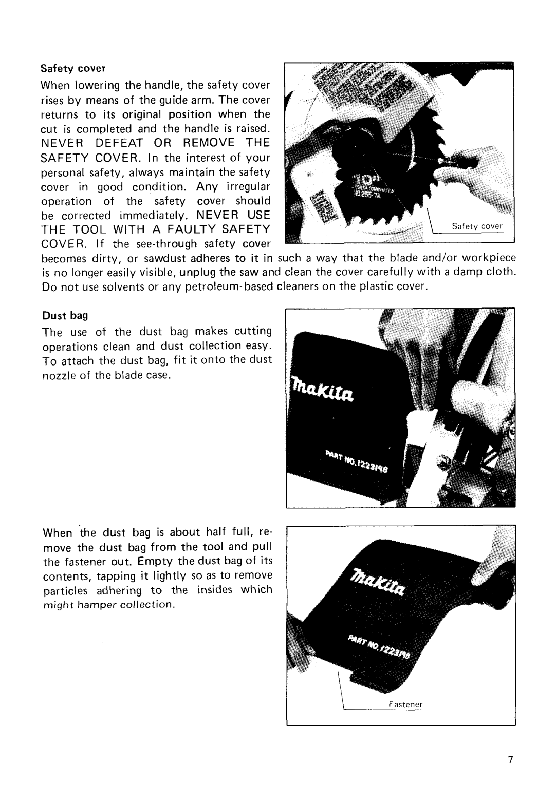 Makita LS1020 instruction manual Safety cover 