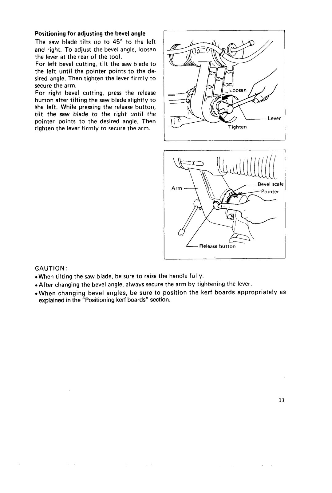 Makita LSl21l instruction manual Tighten the lever firmly to secure the arm 