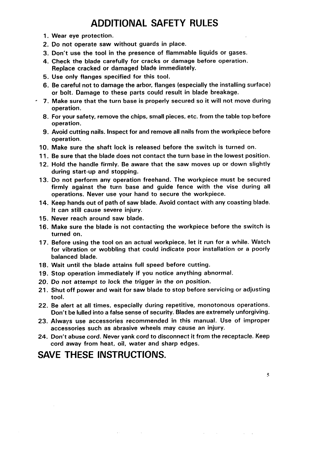 Makita LSl21l instruction manual Additional Safety Rules 