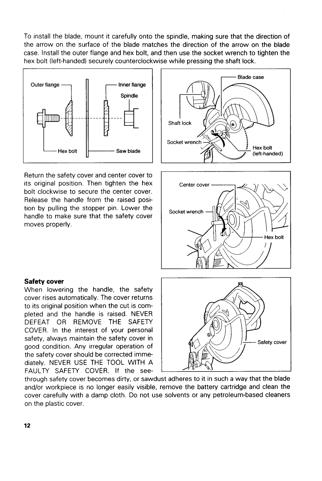 Makita LSSOODWA, LSSOODZ instruction manual Safety cover 