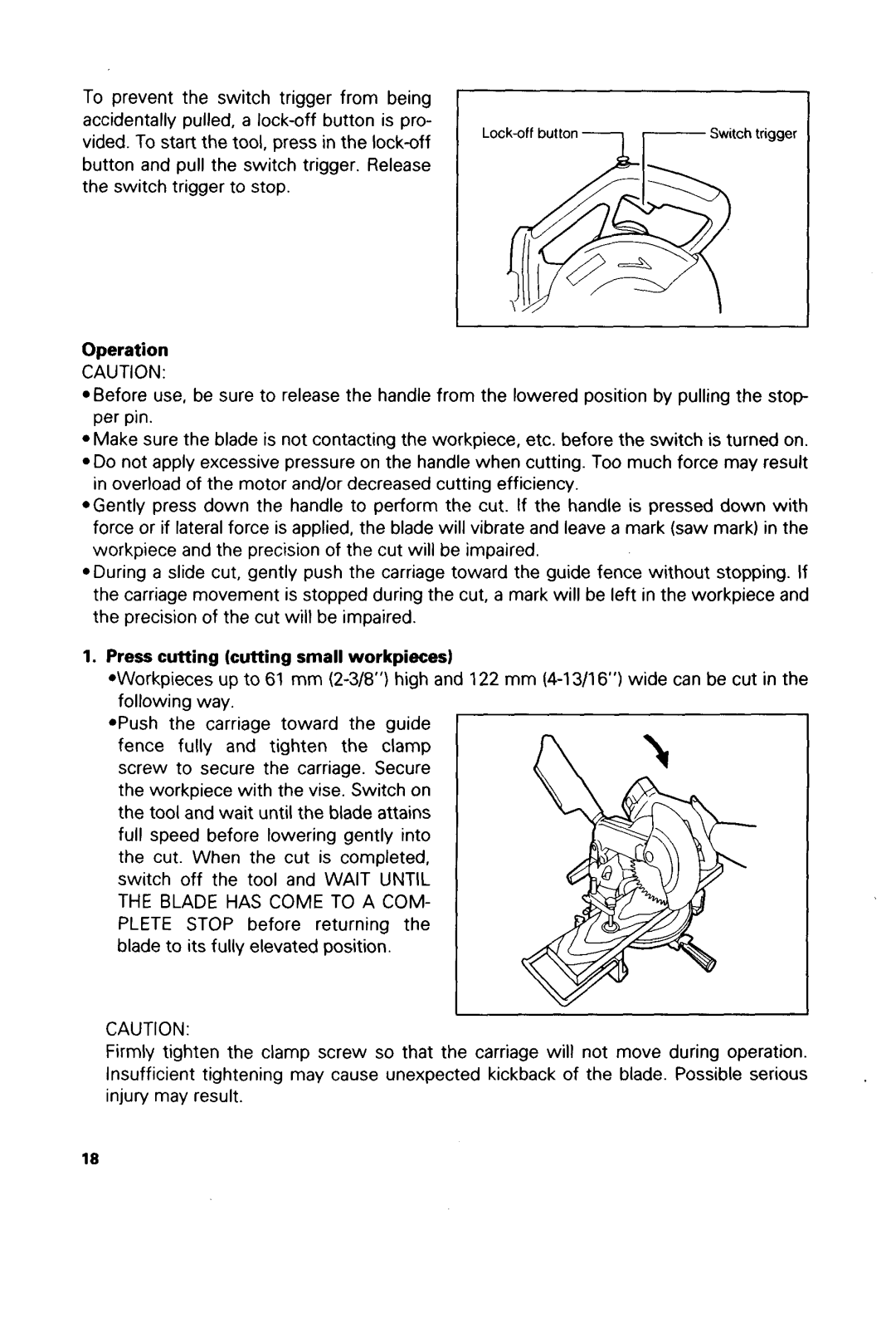 Makita LSSOODWA, LSSOODZ instruction manual Operation, Press cutting cutting small workpieces 