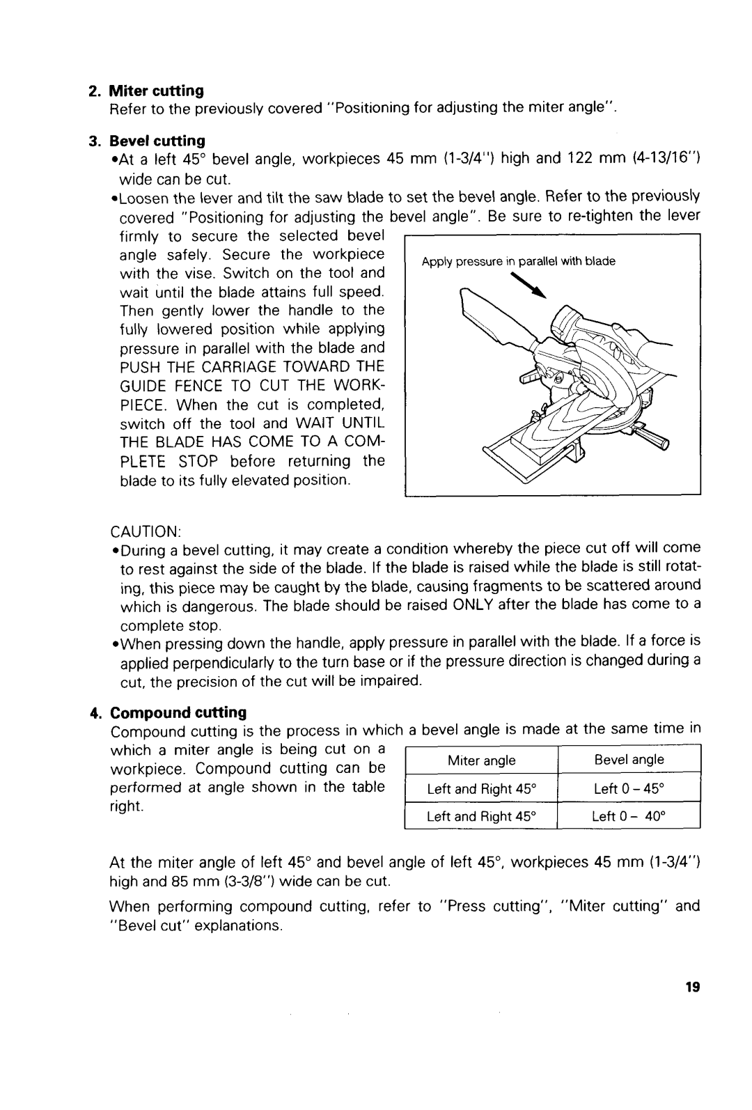 Makita LSSOODZ, LSSOODWA instruction manual Miter cutting, Bevel cutting, Compound cutting 