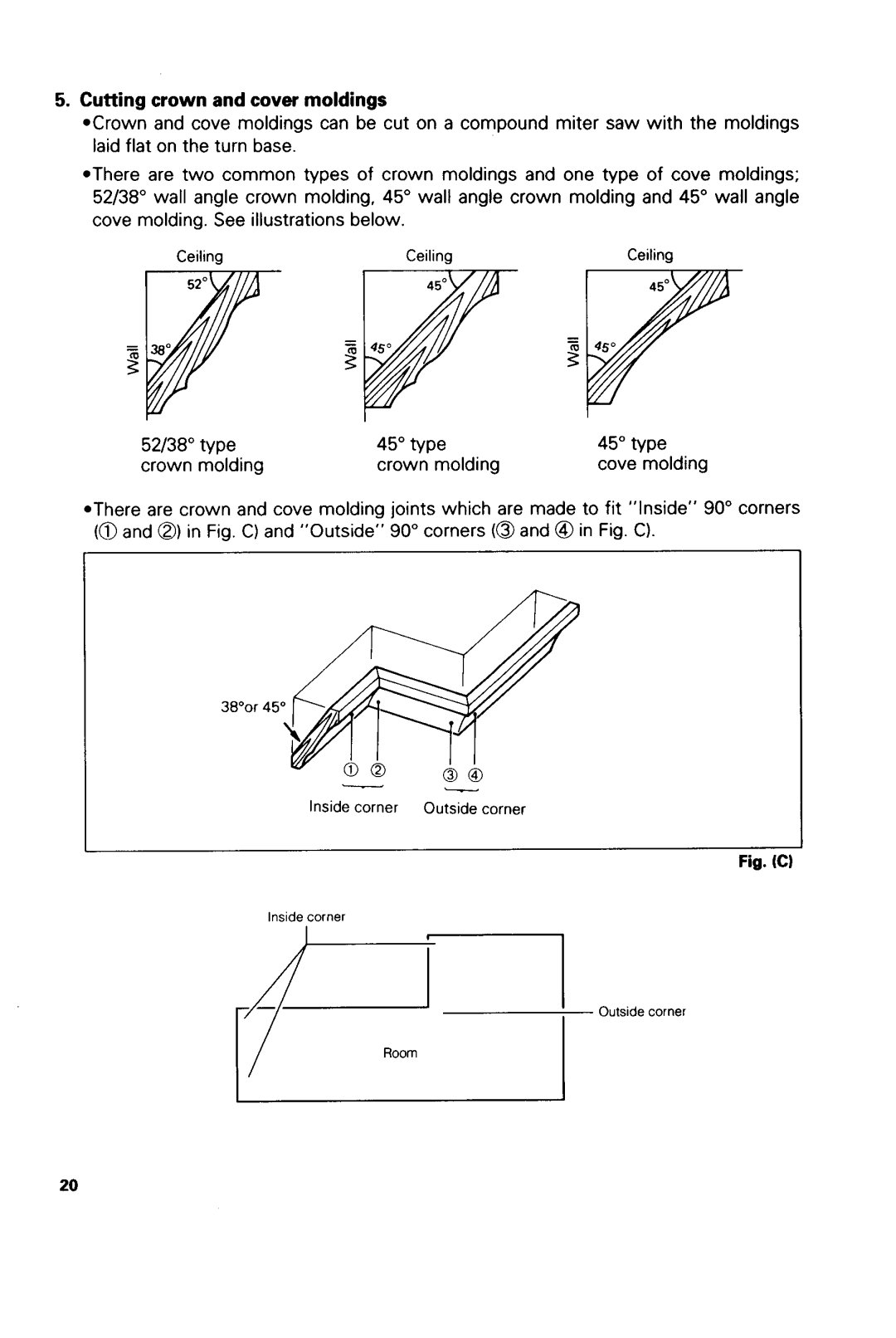 Makita LSSOODWA, LSSOODZ instruction manual Cutting crown and cover moldings, Fig. C 