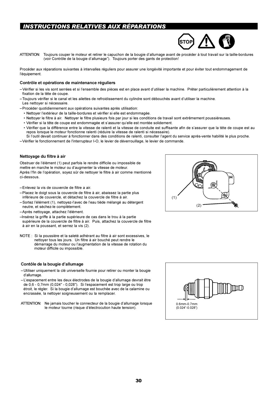 Makita LT-210 instruction manual Instructions Relatives AUX Réparations, Contrôle et opérations de maintenance réguliers 