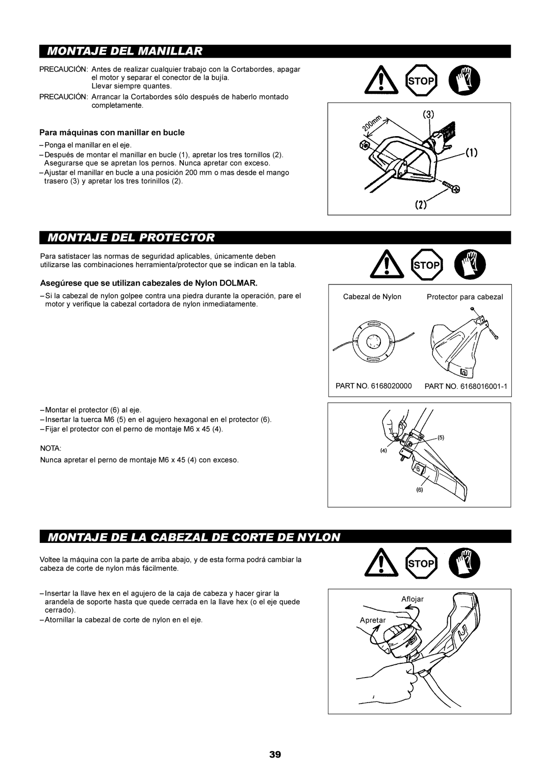 Makita LT-210 instruction manual Montaje DEL Manillar, Montaje DEL Protector, Montaje DE LA Cabezal DE Corte DE Nylon 