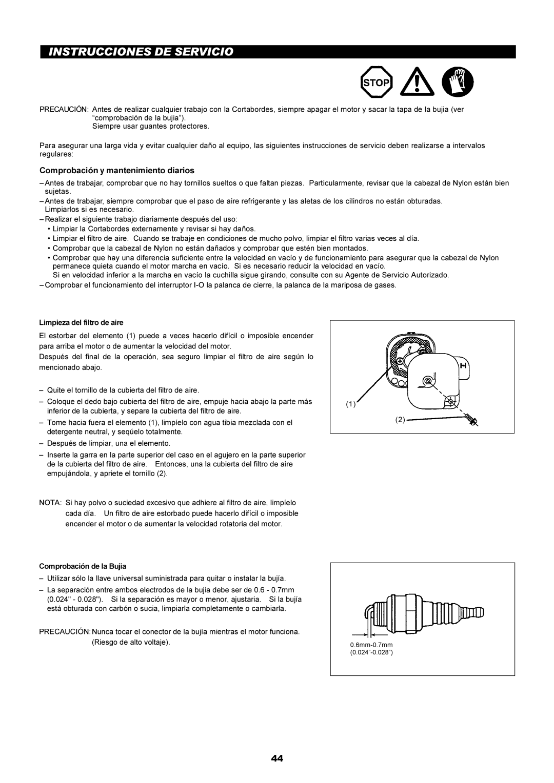 Makita LT-210 instruction manual Instrucciones DE Servicio, Comprobación y mantenimiento diarios 