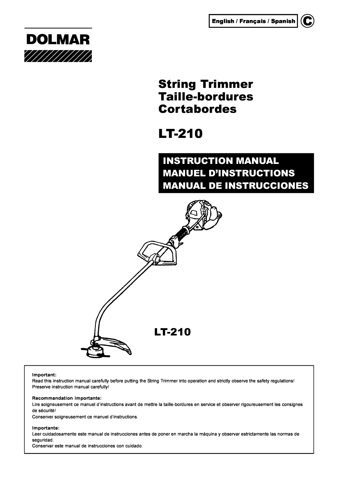 Makita LT-210 instruction manual English / Français / Spanish, String Trimmer Taille-bordures Cortabordes 