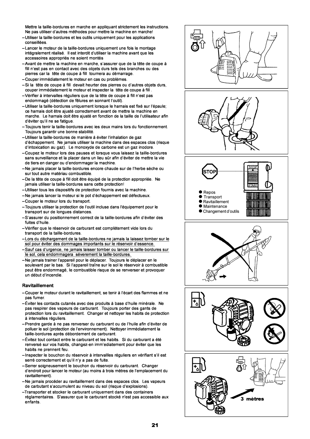 Makita LT-210 instruction manual Ravitaillement, 3 mètres 