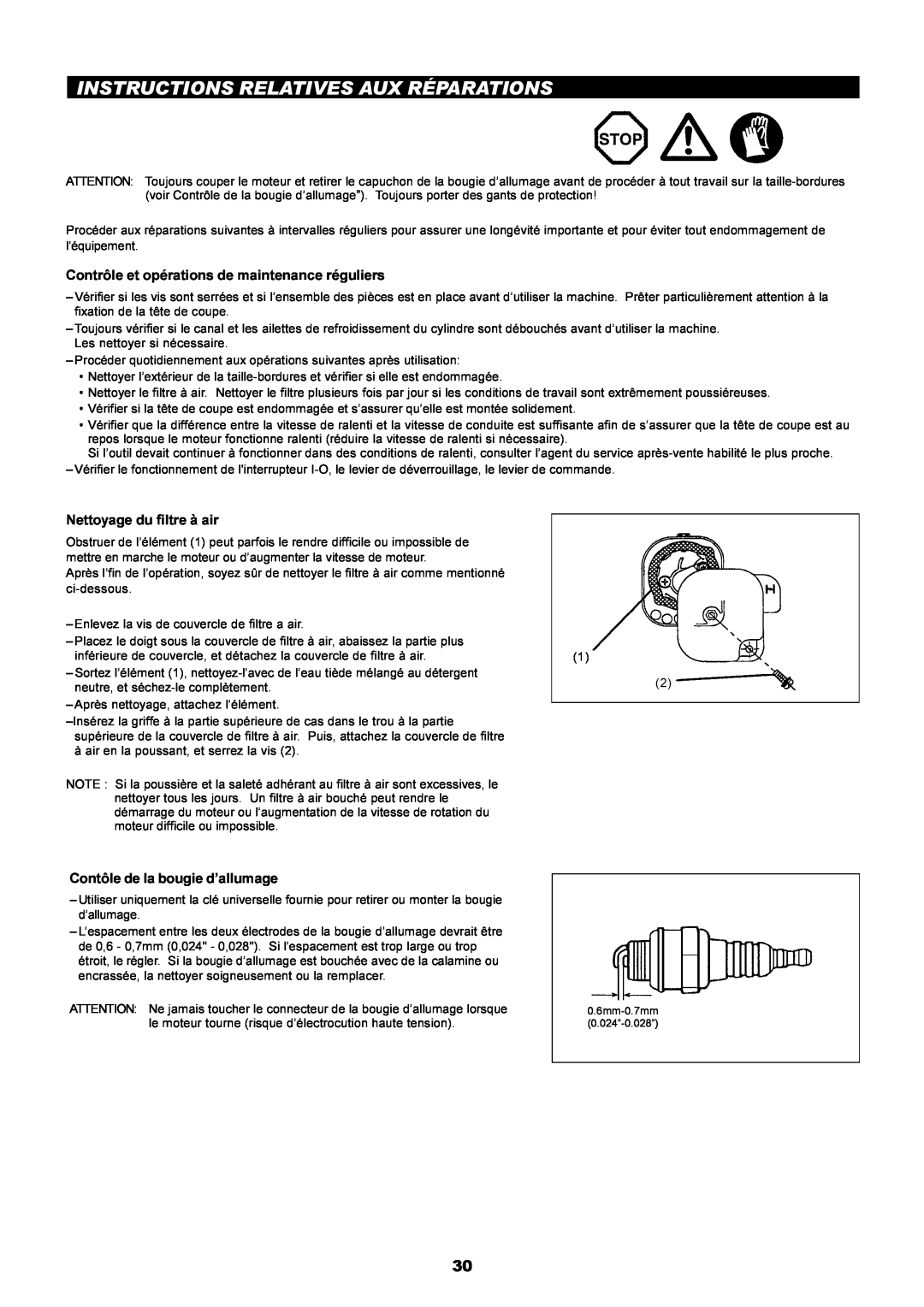Makita LT-210 instruction manual Instructions Relatives Aux Réparations, Contrôle et opérations de maintenance réguliers 
