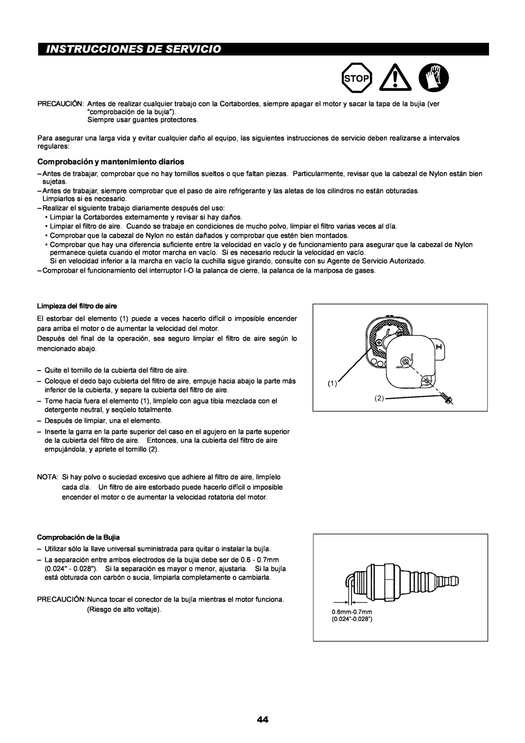 Makita LT-210 instruction manual Instrucciones De Servicio, Comprobación y mantenimiento diarios 