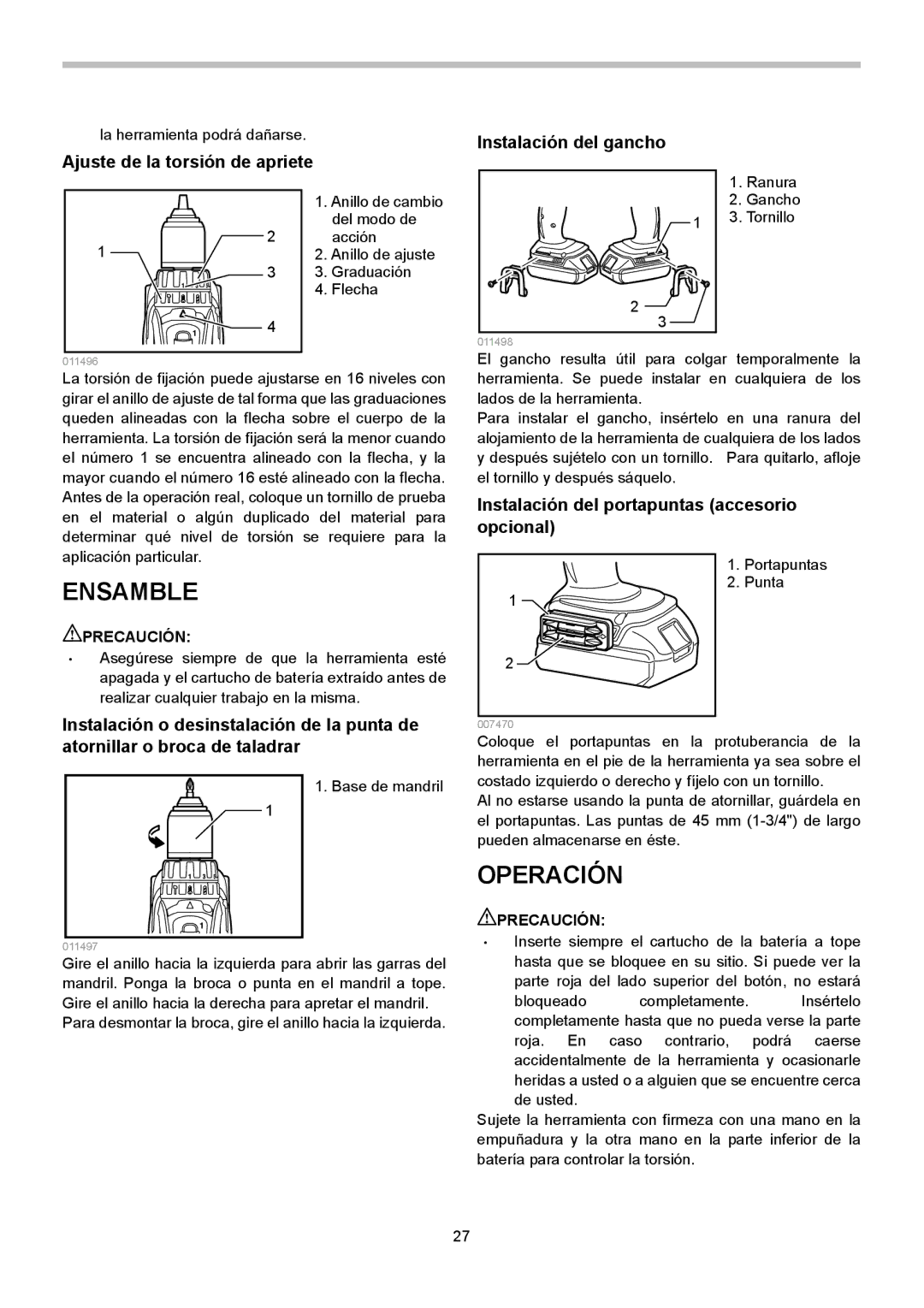 Makita LXPH01, LXPH02 instruction manual Ensamble, Operación 